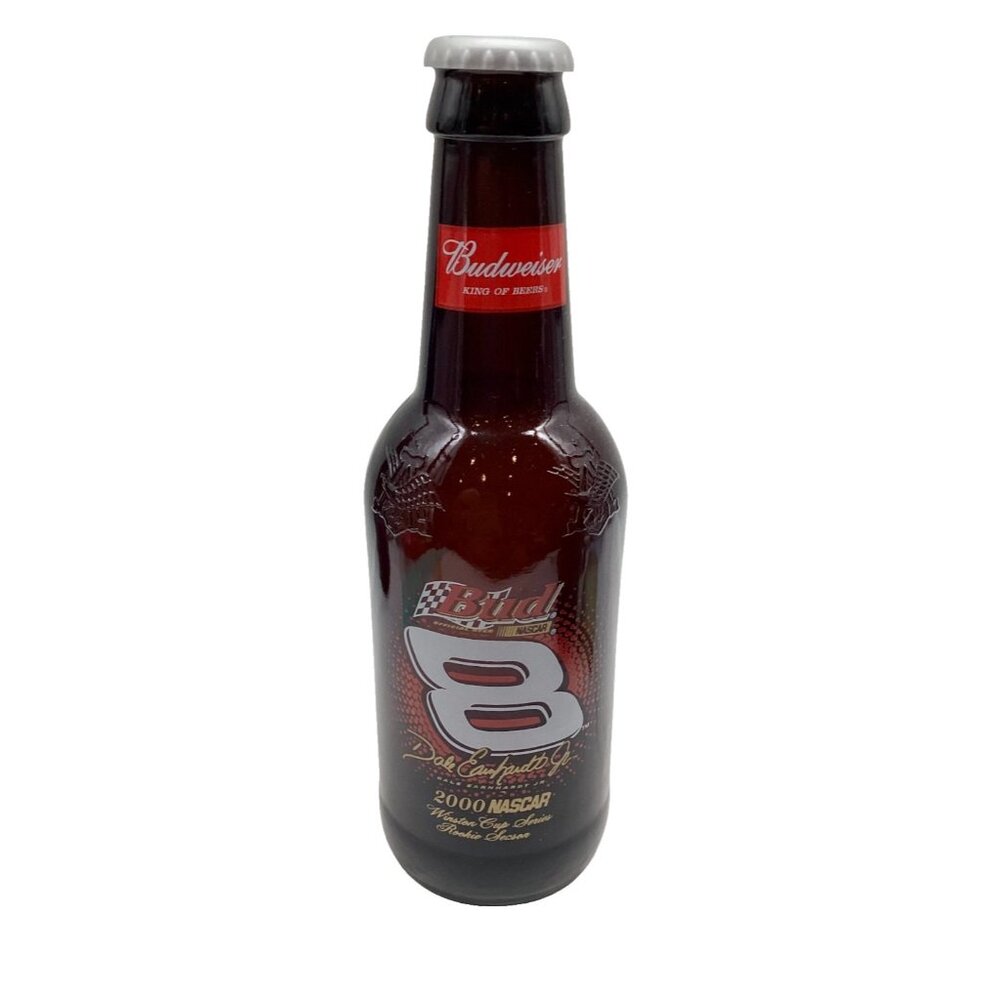 Nascar Dale Earnhardt Jr #8 Budweiser 14.5" Glass Bottle King of Beers Embossed